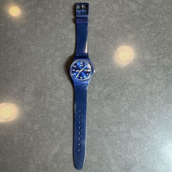 Swatch Watch Just Blue GN715 Blue Sparkling 34mm 2001 Glitter Y2K main image 5